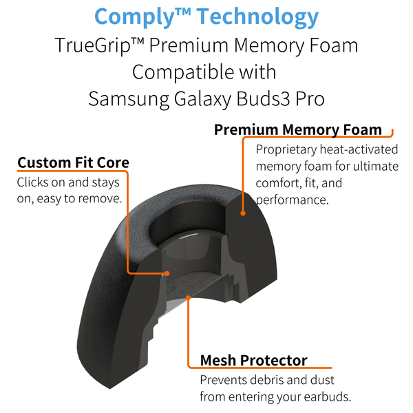 Comply Foam NEW TrueGrip™ Premium Foam Ear Tips for Samsung Galaxy Buds3 Pro