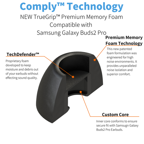 Comply Foam NEW TrueGrip™ Premium Foam Ear Tips for Samsung Galaxy Buds2 Pro